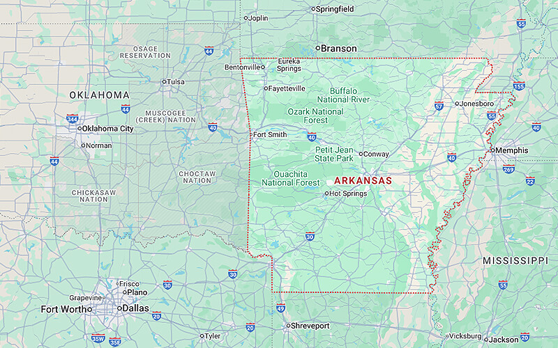 Where Is Arkansas Located in the United States